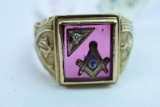 10KT MENS GOLD MASON RING 7 GTW, $699.00 RETAIL VALUE, SIZE 11