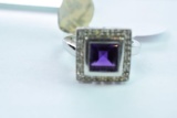 14 KT AMETHYST DIAMOND 5.7 GTW, $899.00 RETAIL VALUE ,SIZE 61/4