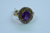 10KT GOLD DIAMOND AMTHYEST RING 3.8 GTW, $459.00 RETAIL VALUE, SIZE 8