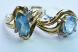 2- 10KT GOLD AQUA RINGS 5 GTW, $450.00 RETAIL VALUE, SIZE 6 AND 6 1/2