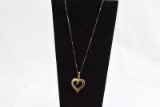 14KT GOLD &DIAMOND HEART PENDANT & NECKLACE 5 GTW, $1595.00 RETAIL VALUE