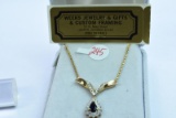 14KT GOLD DIAMOND SAPPHIRE NECKLACE 7 GTW, $529.00 RETAIL VALUE