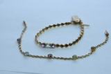 2- 14KT MULTI STONE BRACELETS 18.3 GTW, $525.00 RETAIL VALUE