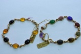 2- 14 KT GOLD MULTI STONE BRACELETS 16.3 GTW, $799.00 RETAIL VALUE