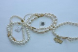 5 PEARL BRACELETS 14KT GOLD CLASP