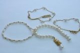 3- 14KT GOLD CLASP  PEARL BRACELETS & 1 18KT GOLD BROKEN CLASP