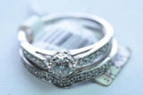 14KT RING SET 3/8 CT DIAMOND TW, 4 GTW, $849.00 RETAIL VALUE, SIZE 6 1/2