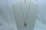 14KT GOLD 19 INCH CHAIN WITH GOLD & DIAMOND PENDANT, 3.2 GTW, $1195.00 RETAIL VALUE