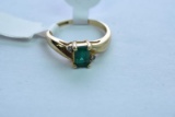 14KT GOLD DIAMOND EMERALD RING 2.5 GTW, $499.00 RETAIL VALUE, SIZE 6