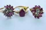 3-10 KT GOLD DIAMOND COLOR STONES RINGS 8.8 GTW, $1300.00 RETAIL VALUE, SIZE 5 1/2, 6 1/2, & 7 1/2