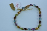 14KT GOLD MULTI COLOR STONE BRACELET 5.3 GTW, $695.00 RETAIL VALUE