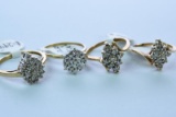 4- 10KT GOLD RINGS 9GTW, $950.00 RETAIL VALUE,