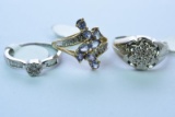 3- 10KT GOLD & DIAMOND RING 8.9 GTW., $1000.00 RETAIL VALUE, SIZE 7, 8 1/2 & 7