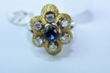 14KT GOLD SAPPHIRE DIAMOND RING 1/2 CT DIAMOND TW, 5.7 GTW, $625.00 RETAIL VALUE, SIZE 6