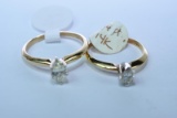 2- 14KT GOLD SOLITAIRE RINGS 1/4 CT DIAMOND TW, 4GTW, $1500.00 RETAIL VALUE,