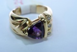 14KT GOLD DIAMOND & COLOR STONE RING 8 GTW, $625.00 RETAIL VALUE, SIZE 6