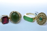 4-14KT GOLD RINGS COLOR STONES 22 CTW, $1800.00 RETAIL VALUE,