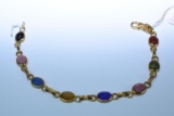 14KT GOLD MULTI COLOR STONE BRACELET 7 GTW, $369.00 RETAIL VALUE,