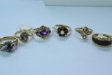 6- 14 KT GOLD RINGS 18 GTW, $1500.00 RETAIL VALUE,