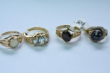 4-14 KT GOLD & DIAMOND RINGS COLOR STONES 14 GTW, $1900.00 RETAIL VALUE,