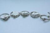 5- 14 KT GOLD & DIAMOND RINGS 11 GTW, $2100.00 RETAIL VALUE,