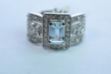 14 KT AQUA MARINE STONE RING 4.2 GTW, $429.00 RETAIL VALUE , SIZE 6