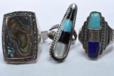 3 LARGE STERLING RINGS