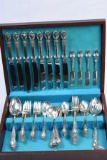INTERNATIONAL BROCADE STERLING FLATWARE APPROX 1750 GRAMS, WEIGHT DOES NOT INCLUDED KNIVES,. AS IS W