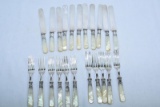 22 PC MOTHER OF PEARL & STERLING FLATWARE