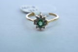 18 KT EMERALD & DIAMOND RING 2 GTW, $299.00 RETAIL VALUE , SIZE 6 3/4