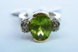18 KT TWO TONE DIAMOND PERIDOT 11.3 GTW, $7800.00 RETAIL VALUE , SIZE 7