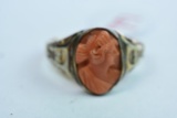 14KT CAMEO RING 3.6 GTW, $145.00 RETAIL VALUE , SIZE 8