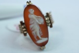 14KT CAMEO RING 4.5 GTW, $595.00 RETAIL VALUE , SIZE 5 1/4