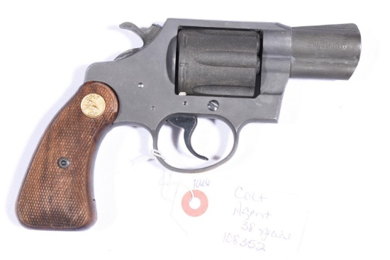 COLT AGENT 38 SPECIAL REVOLVER, PARKERIZED,  WITH HOLSTER, SN 108352, USED, B33-18