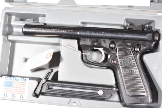 RUGER 22/45 22 LR PISTOL, SN 220-50225, USED, WITH BOX, 2 MAGAZINES, B33-P7
