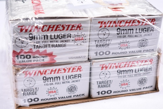 400 ROUNDS WINCHESTER 9MM LUGER FMJ 115 GRAIN