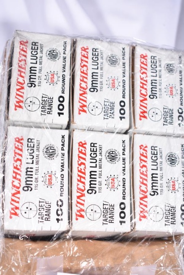 600 ROUNDS WINCHESTER 9MM LUGER FMJ 115 GRAIN