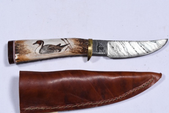 CHIEF AJ LONEWOLF DAMASCUS KNIFE WITH SHEATH
