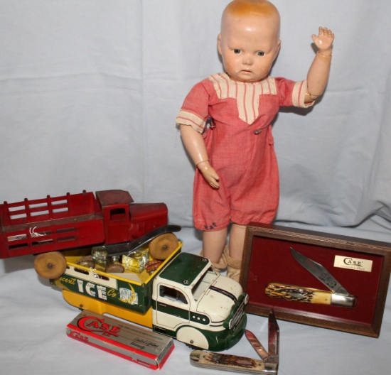 VINTAGE TOYS, CASE KNIVES, VINTAGE DOLLS