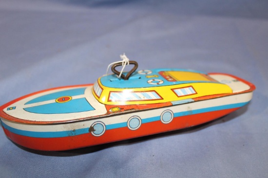 OHIO ART WINDUP BOAT, 9 IN LONG