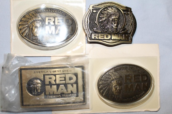 4 RED MAN BELT BUCKLES