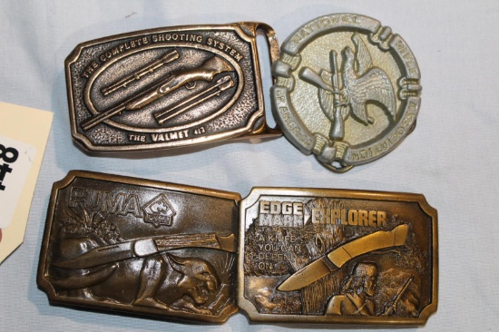 4 BELT BUCKELS, NRA,PUMA, EDGE MARK, THE VALMET