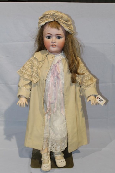 APPROX 34 IN S&H O/MOUTH, HUMAN HAIR & ANTIQUE CLO