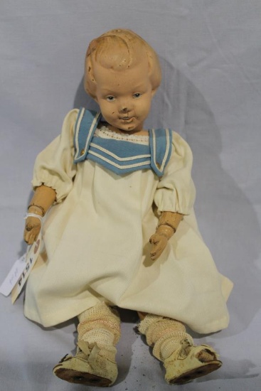 APPROX 15 IN SCHOENHUT , CARVED HAIR, SMILING