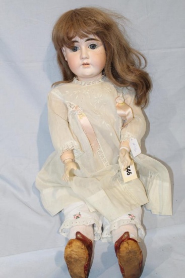 APPROX 29 IN GERMANY MOHAIR WIG, ANTIQUE CLOTHES