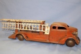 EARLY UNKNOWN PRESS STEEL , WOOD WHEEL FIRE TRUCK,