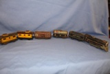 5 TRAIN CARS, ENGINE & TRACKS