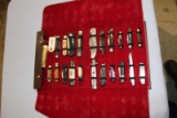 21 ASSORTED KNIVES IN FOLDING KNIFE CASE