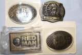 4 RED MAN BELT BUCKLES