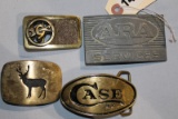 4 BELT BUCKELS, CASE, CAT 9, STAG, ARA SERVICES